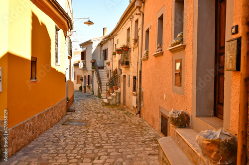 A small square of Pignola  medieval village in Basilicata region  Italy. 