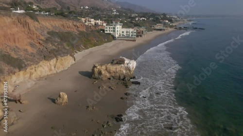 Aerial view of coast line at El matador beach in Malibu California photo