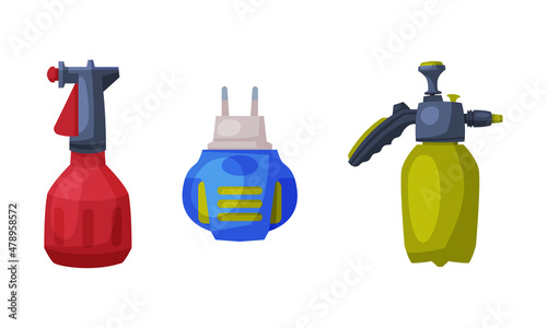 Pest Control with Chemical in Bottle Vector Set photo