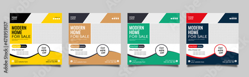 Real estate social media post bundle design, modern Real Estate social media post Template, Real estate social media post web banner template design