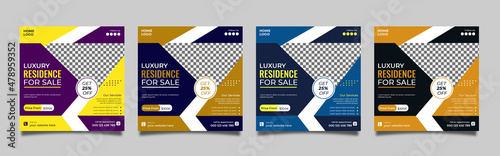  Real estate social media post bundle design, modern Real Estate social media post Template, Real estate social media post web banner template design
