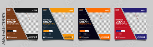  Real estate social media post bundle design, modern Real Estate social media post Template, Real estate social media post web banner template design