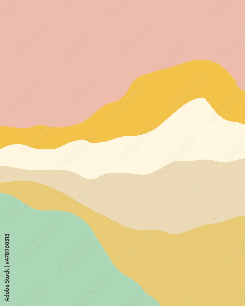 Minimal Graphic Landscape In Spring Colors Minimal Graphic Landscape In Spring Colors