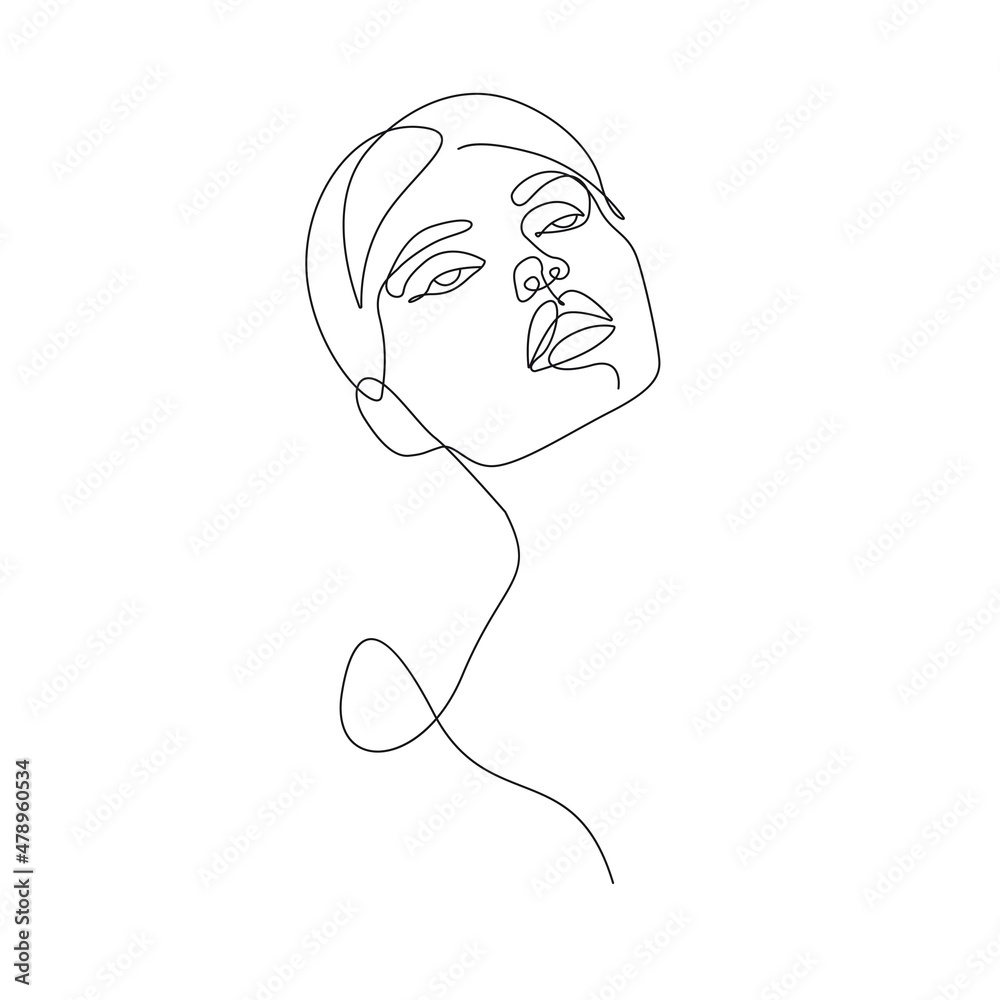 Woman Head Line Art Drawing. Abstract Female Head One Line Drawing for Wall Art, Fashion Prints, Posters. Art Sketch Print, Black And White Single Line Art, Feminine Poster. Vector EPS 10 Woman Head Line Art Drawing. Abstract Female Head One Line Drawing for Wall Art, Fashion Prints, Posters. Art Sketch Print, Black And White Single Line Art, Feminine Poster. Vector EPS 10