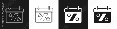 Set Discount percent tag icon isolated on black and white background. Shopping tag sign. Special offer sign. Discount coupons symbol. Vector