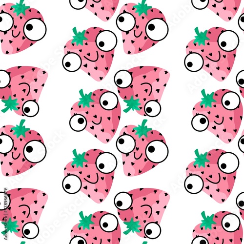 Fruit seamless cartoon strawberry pattern for fabrics and textiles and packaging and gifts and linens and kids 