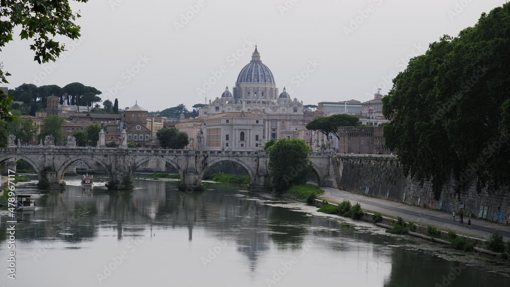Rome, Italy. Vatican dome of Saint Peter Basilica 