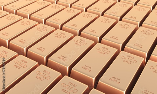 Gold bars and financial concept, concept image. 3d rendering