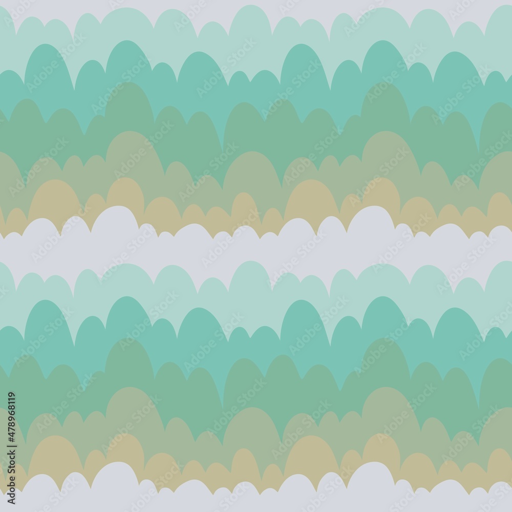 Obraz premium Seamless waves pattern with cartoon clouds for wallpaper and fabrics and packaging and linens and kids