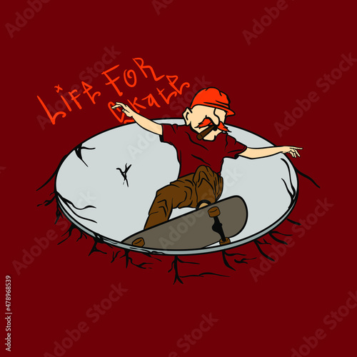 skater, skateboarding design cartoon for apparel, poster. flyer etc