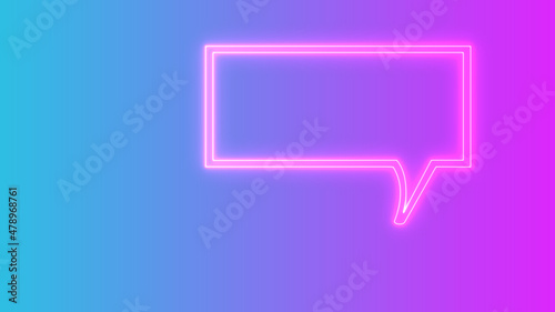 Blank speech rectangle bubble chat in color background. Comic speech round bubble sign icon, chat think symbol. Royalty high-quality free stock of empty speech bubble neon frame on colorful background