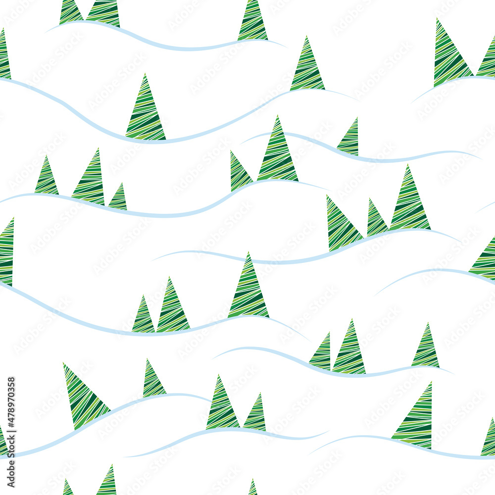 Obraz premium Seamless white background with Christmas trees