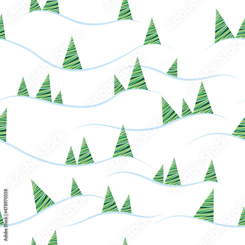 Seamless white background with Christmas trees