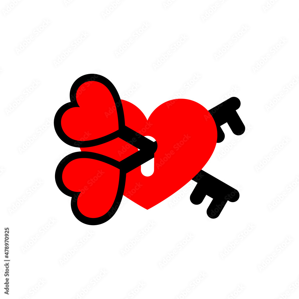 Keys inside a red heart. Vector illustration. Keys inside a red heart. Vector illustration.