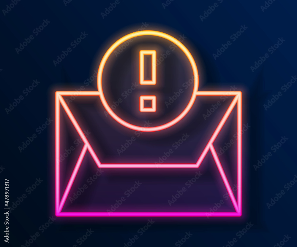 Glowing neon line Envelope icon isolated on black background. Received message concept. New, email incoming message, sms. Mail delivery service. Vector Glowing neon line Envelope icon isolated on black background. Received message concept. New, email incoming message, sms. Mail delivery service. Vector