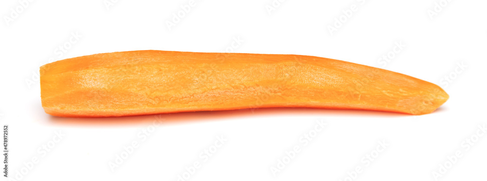 Peeled carrot isolated on white background.