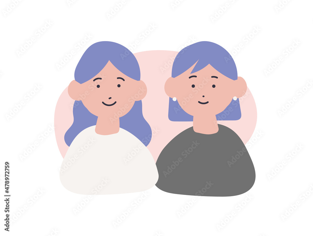 手描き風の同性カップルのベクターイラスト