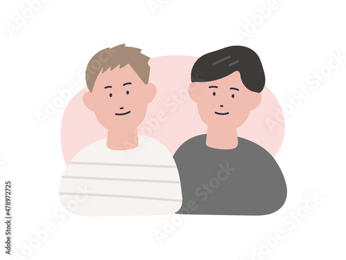 手描き風の同性カップルのベクターイラスト