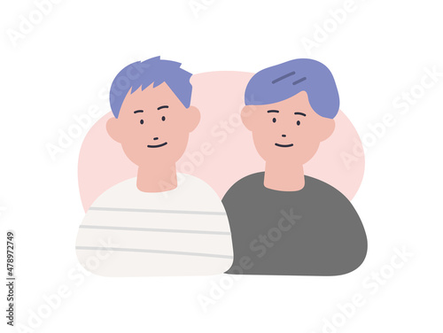 手描き風の同性カップルのベクターイラスト