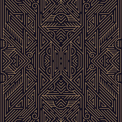 Rideaux Noir et or patrons Vector art deco gold black seamless pattern. Geometric line vintage motif. Elegant luxury design for wallpaper print, packaging, wrapping paper, package, wedding gift  © marylia17