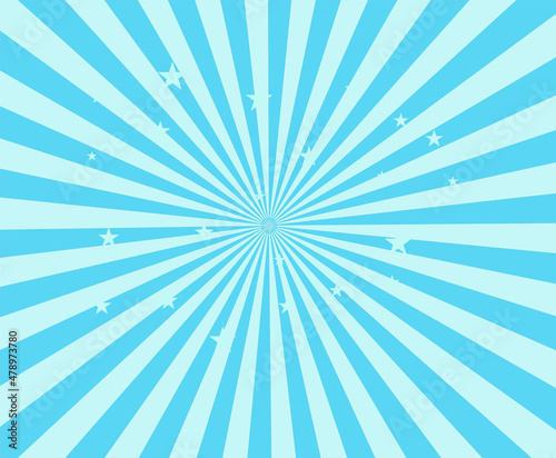 swirl star pattern blue background. starburst spiral twirl square. sun light beams.