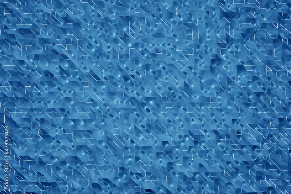 3d illustration blue  rhombus pattern . Set of squares on monocrome background, pattern. Geometry  background, pattern
