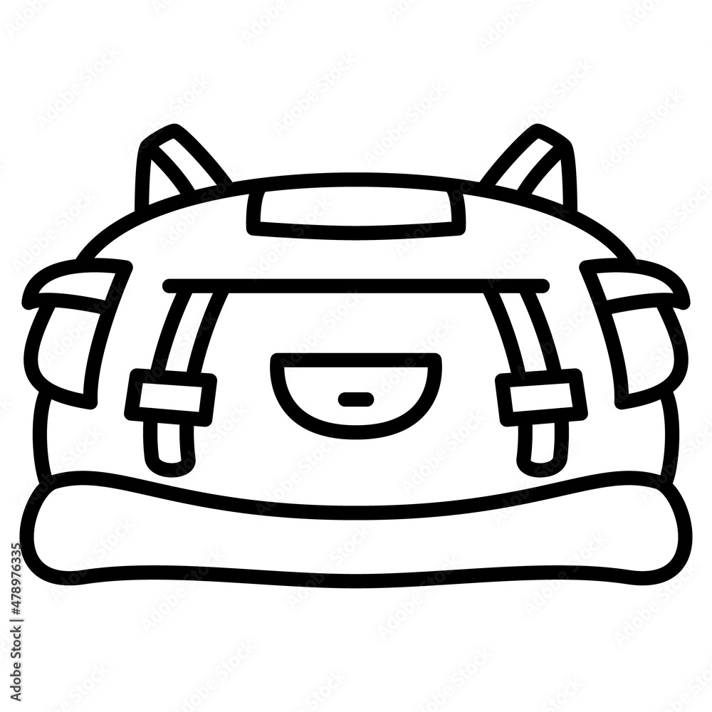 Obraz premium A wide backpack for small people. Low roomy backpack for tourism. Vector icon, outline, isolated
