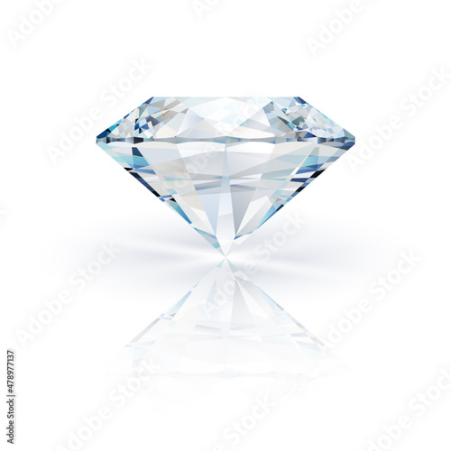 Realistic vector diamond illustration - blue crystal gemstone