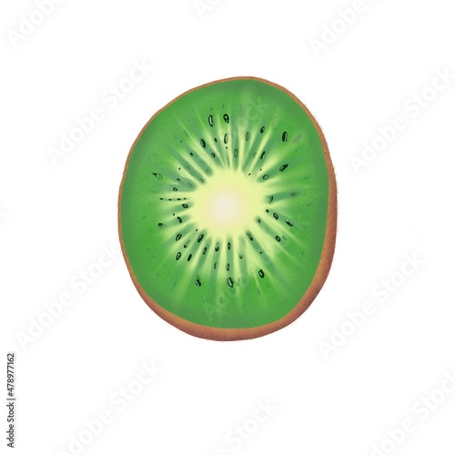 slice of kiwi fruit isolated on white