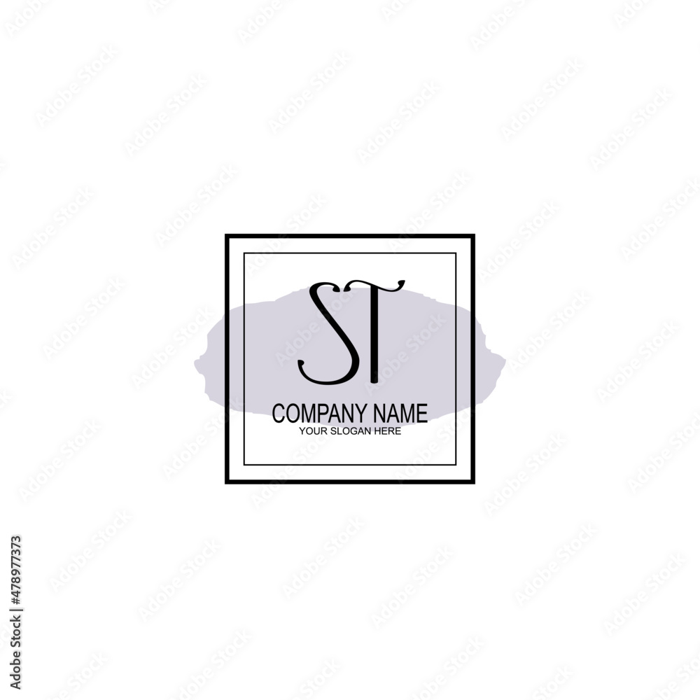 Letter ST minimalist wedding monogram vector