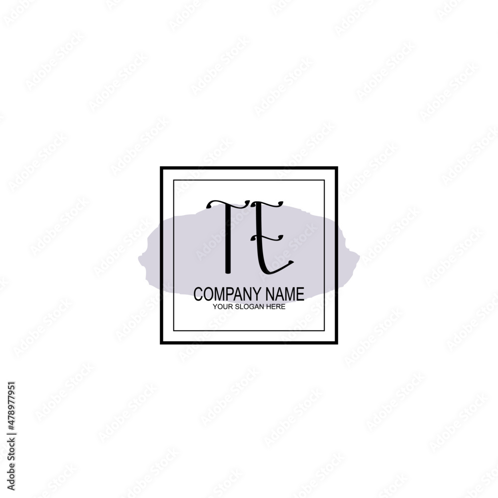 Letter TE minimalist wedding monogram vector