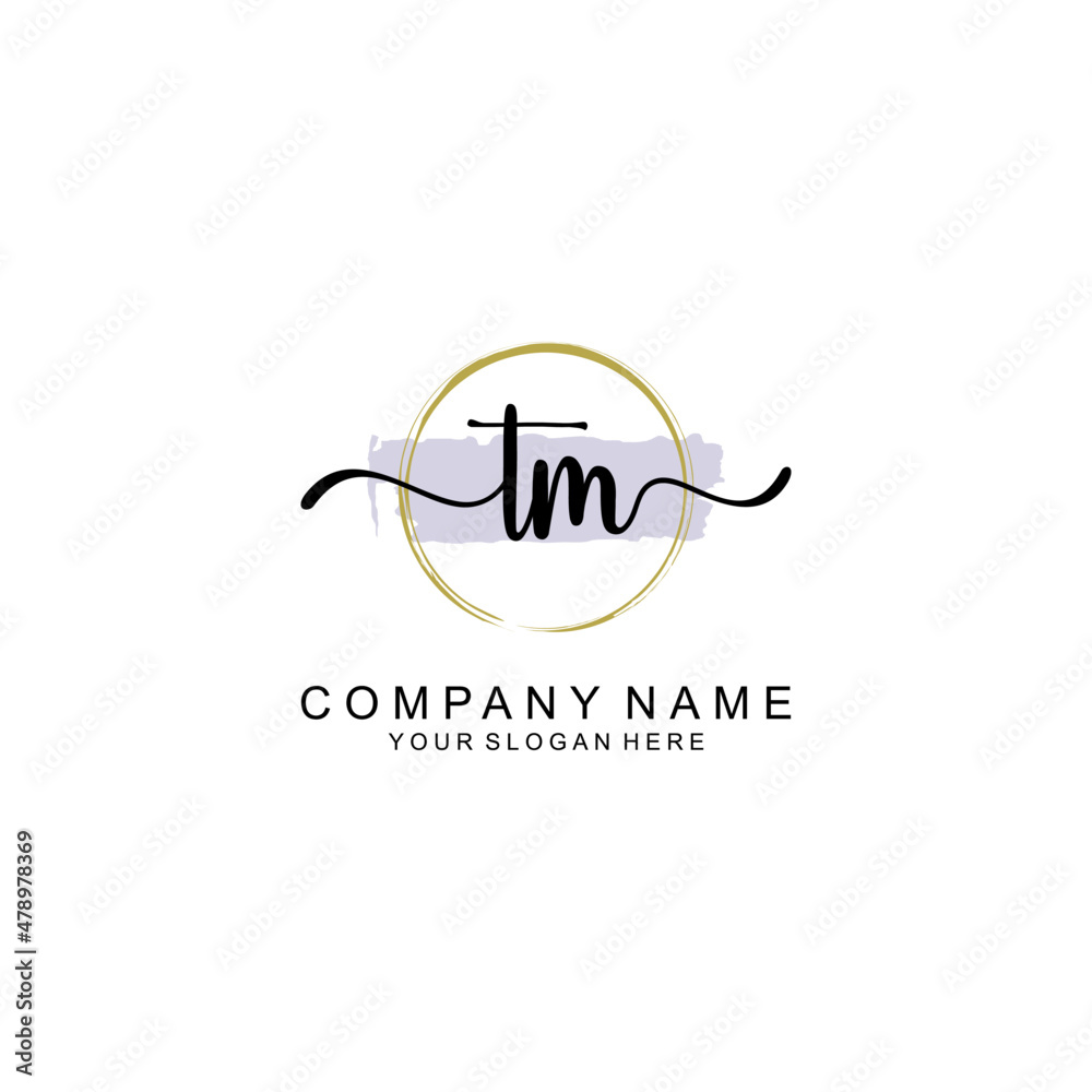 TM Initial handwriting logo with circle hand drawn template vector TM Initial handwriting logo with circle hand drawn template vector