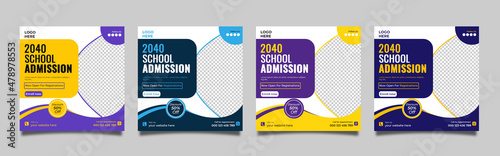 
School admission social media post & back to school web banner design template