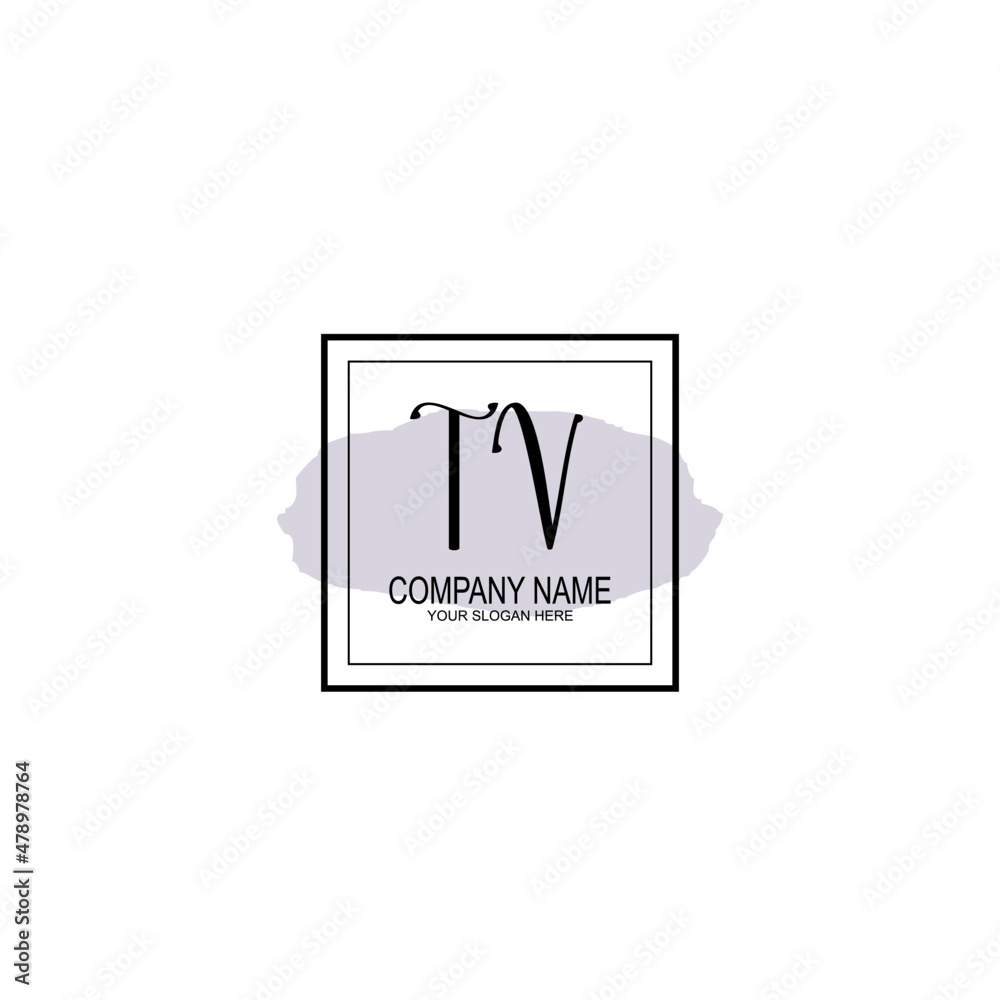 Letter TV minimalist wedding monogram vector Letter TV minimalist wedding monogram vector