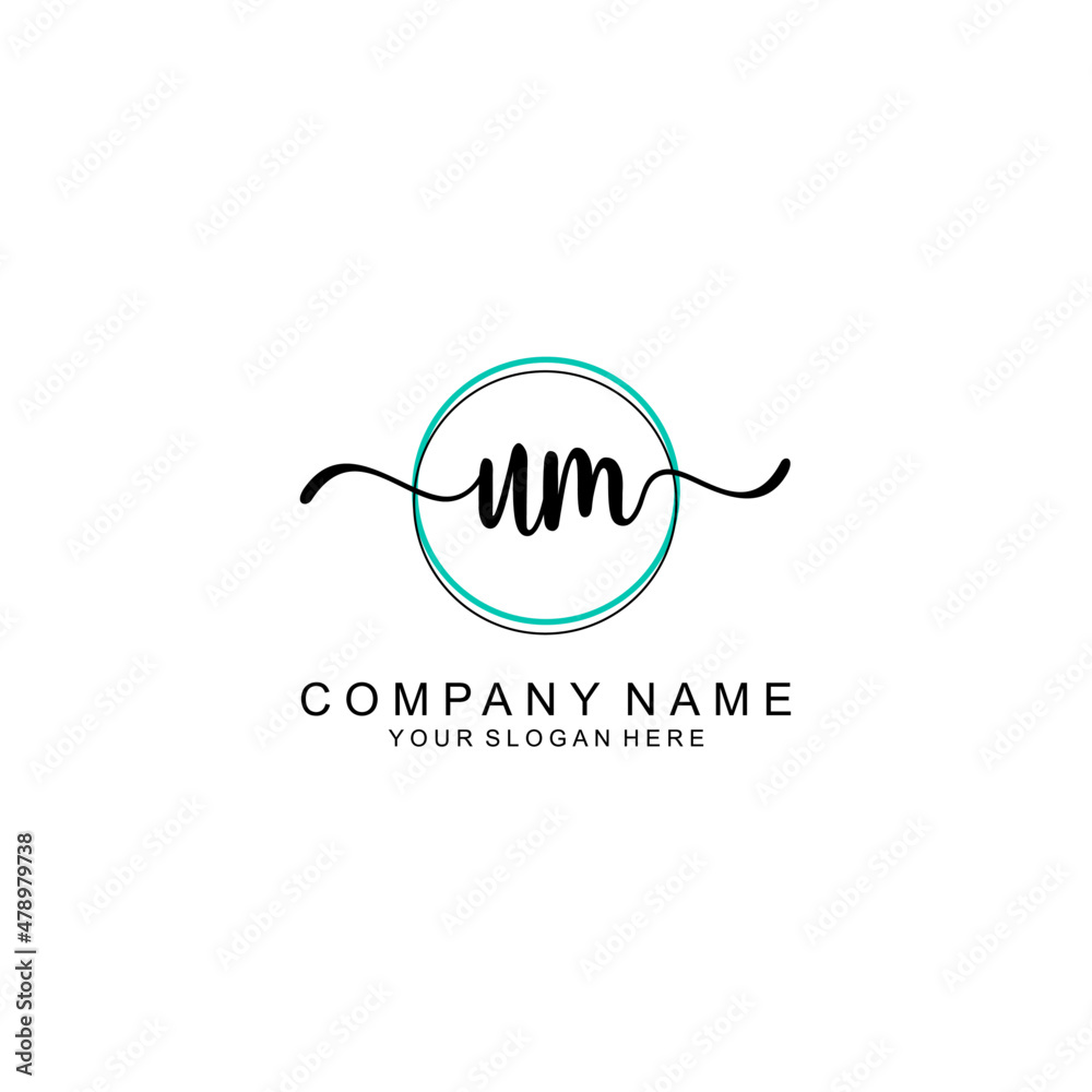 UM Initial handwriting logo with circle hand drawn template vector UM Initial handwriting logo with circle hand drawn template vector