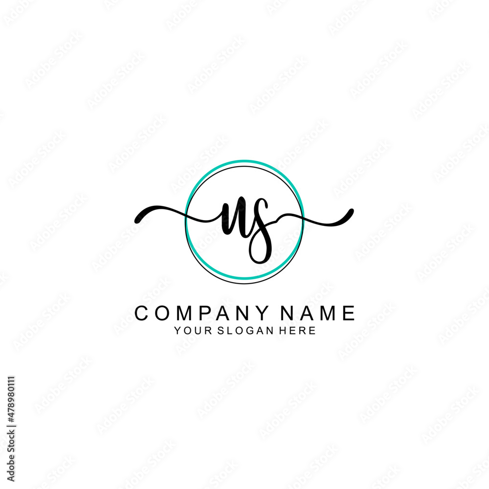 US Initial handwriting logo with circle hand drawn template vector US Initial handwriting logo with circle hand drawn template vector