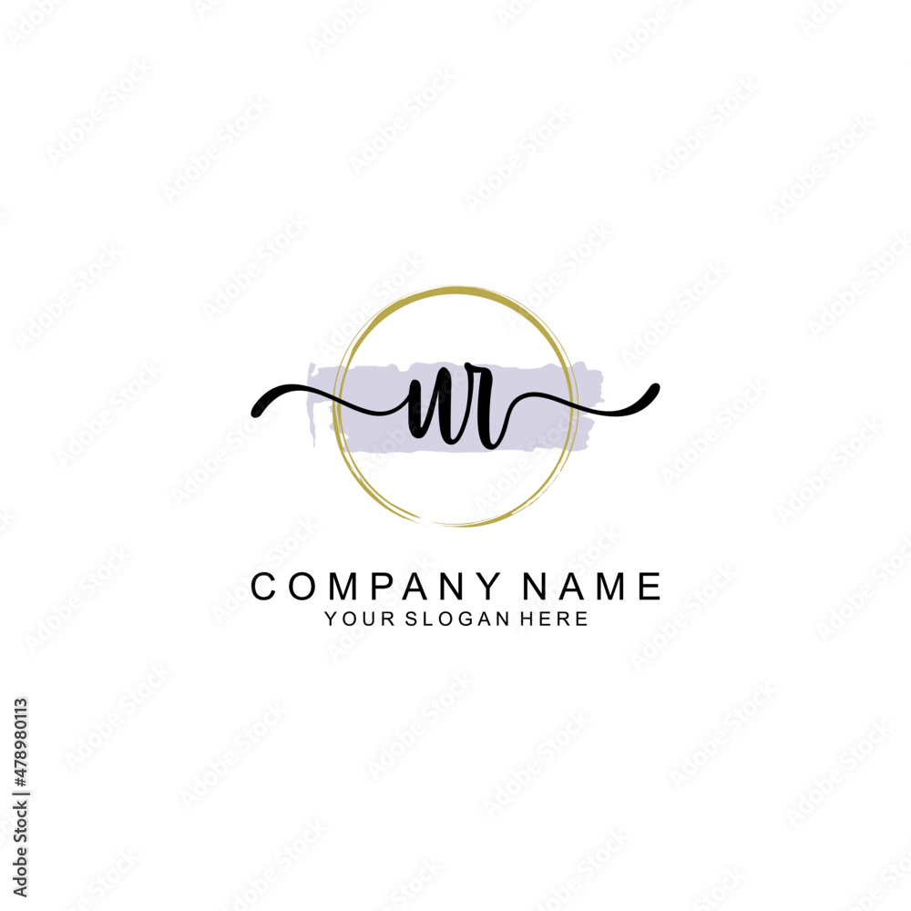 UR Initial handwriting logo with circle hand drawn template vector UR Initial handwriting logo with circle hand drawn template vector