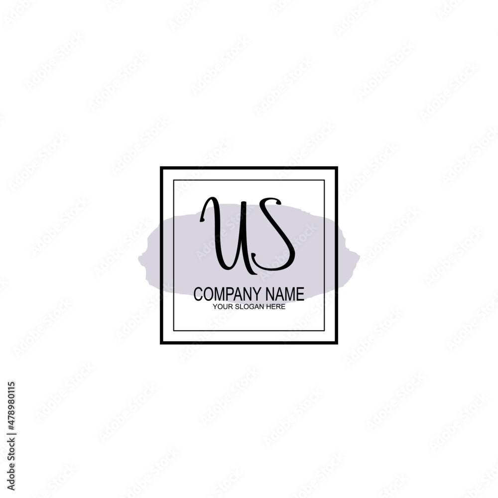 Letter US minimalist wedding monogram vector Letter US minimalist wedding monogram vector