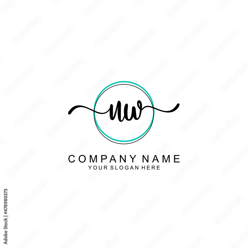 UW Initial handwriting logo with circle hand drawn template vector UW Initial handwriting logo with circle hand drawn template vector