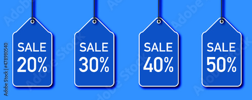Sale percentage. Blue on blue background