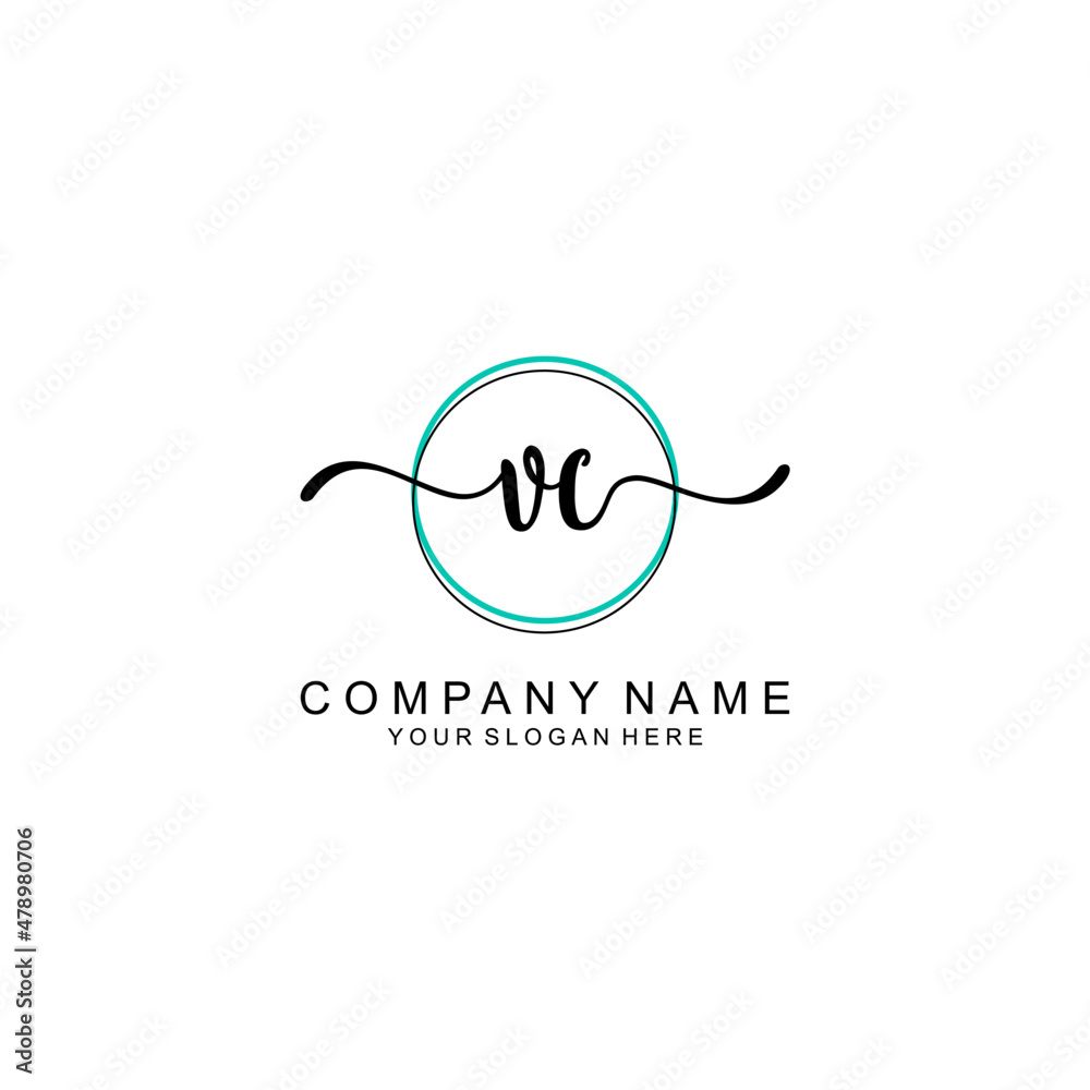 VC Initial handwriting logo with circle hand drawn template vector VC Initial handwriting logo with circle hand drawn template vector