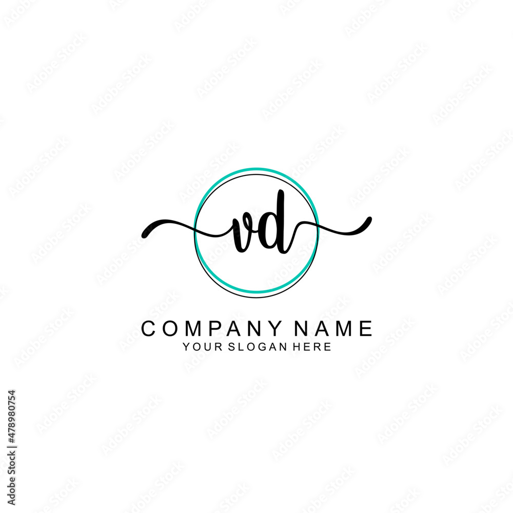 VD Initial handwriting logo with circle hand drawn template vector VD Initial handwriting logo with circle hand drawn template vector