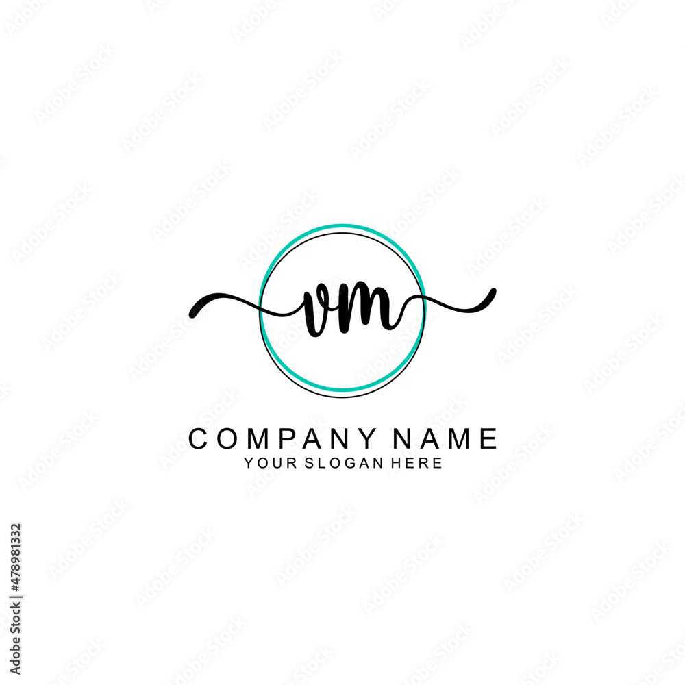 VM Initial handwriting logo with circle hand drawn template vector VM Initial handwriting logo with circle hand drawn template vector