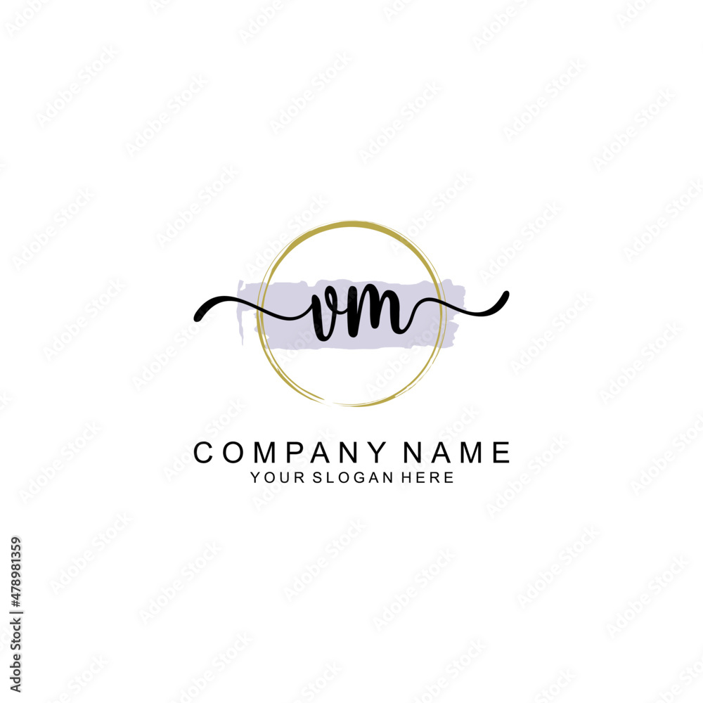VM Initial handwriting logo with circle hand drawn template vector VM Initial handwriting logo with circle hand drawn template vector