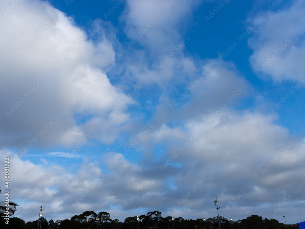 lovely fluffy white clouds in the sky above Sydney NSW Australia