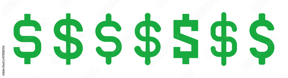 USD dollar currency sign icon set. Vector illustration. USD dollar currency sign icon set. Vector illustration.