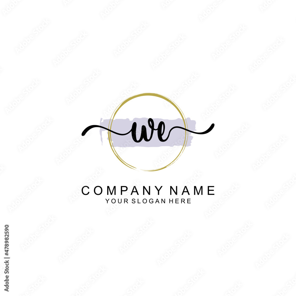 WE Initial handwriting logo with circle hand drawn template vector