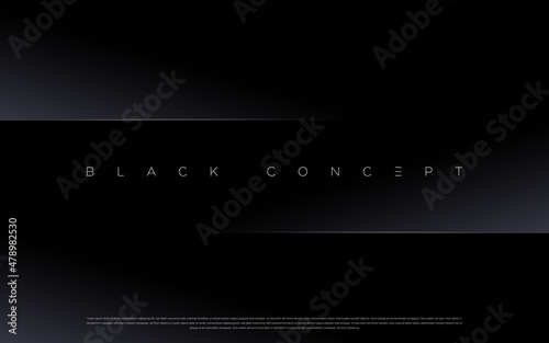 Black premium abstract background with luxury dark lines and darkness geometric shapes. Modern exclusive background for poster, banner, wallpaper and futuristic design concepts. Vector EPS.