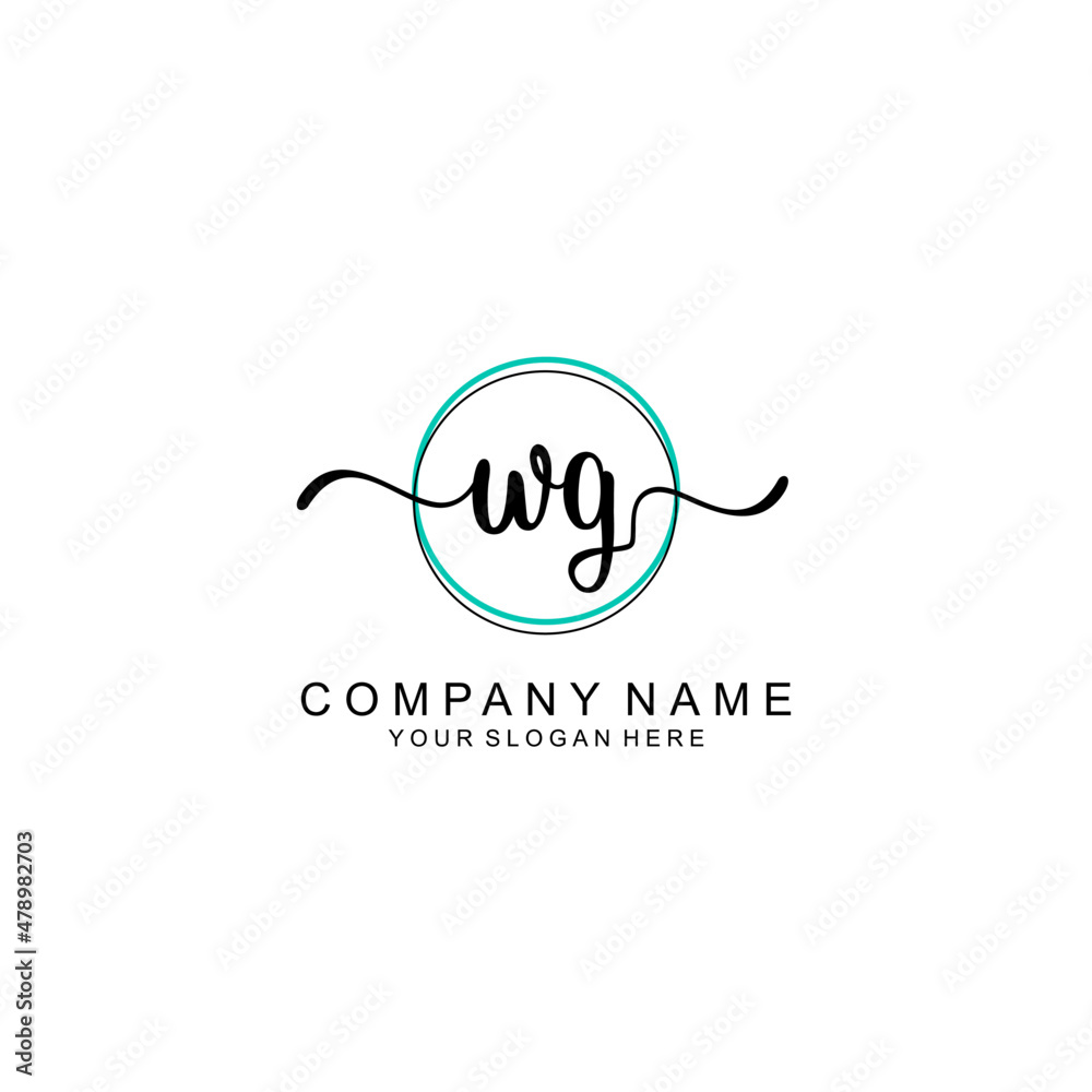 WG Initial handwriting logo with circle hand drawn template vector WG Initial handwriting logo with circle hand drawn template vector