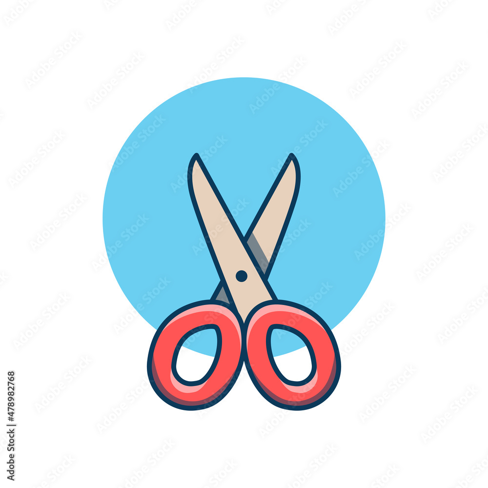 Scissors vector illustration. Flat style cartoon. Scissors isolated on a white background. Perfect for icons, web landing pages, banners and more. Scissors vector illustration. Flat style cartoon. Scissors isolated on a white background. Perfect for icons, web landing pages, banners and more.